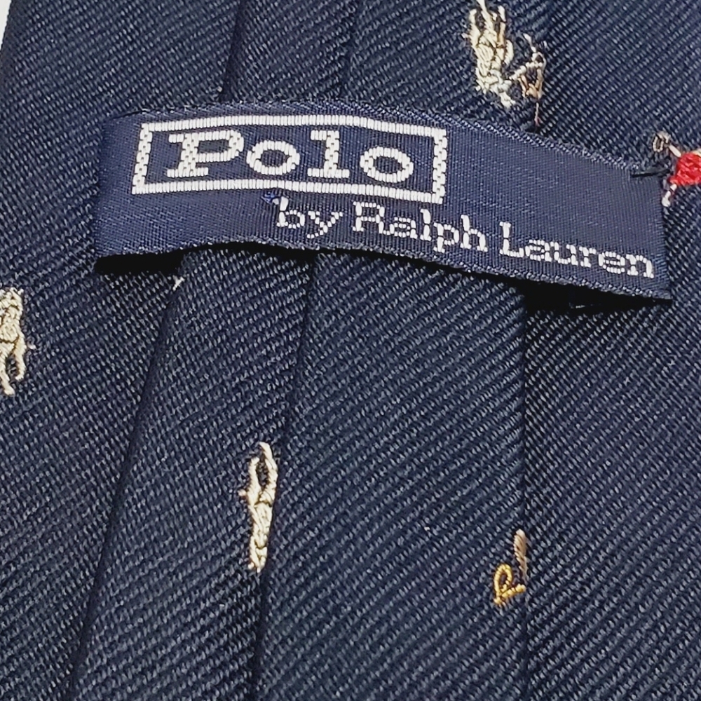 Polo Ralph Lauren Blue Geometric Men's Designer Silk Neck Tie Jacquard Fabric - Picture 3 of 5